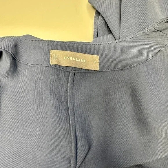 EVERLANE Japanese GoWeave Wrap Dress Blue Three Quarter Sleeve 10 - Picture 6 of 8